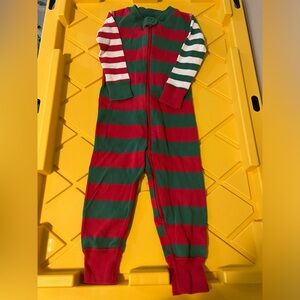 Hanna Andersson Festive Red and Green Striped Footie Pajamas